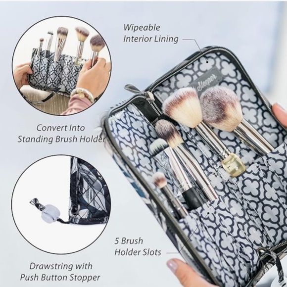 💐Lug Sleeper Brush Holder Cosmetics Case in Lily Black - Picture 1 of 8